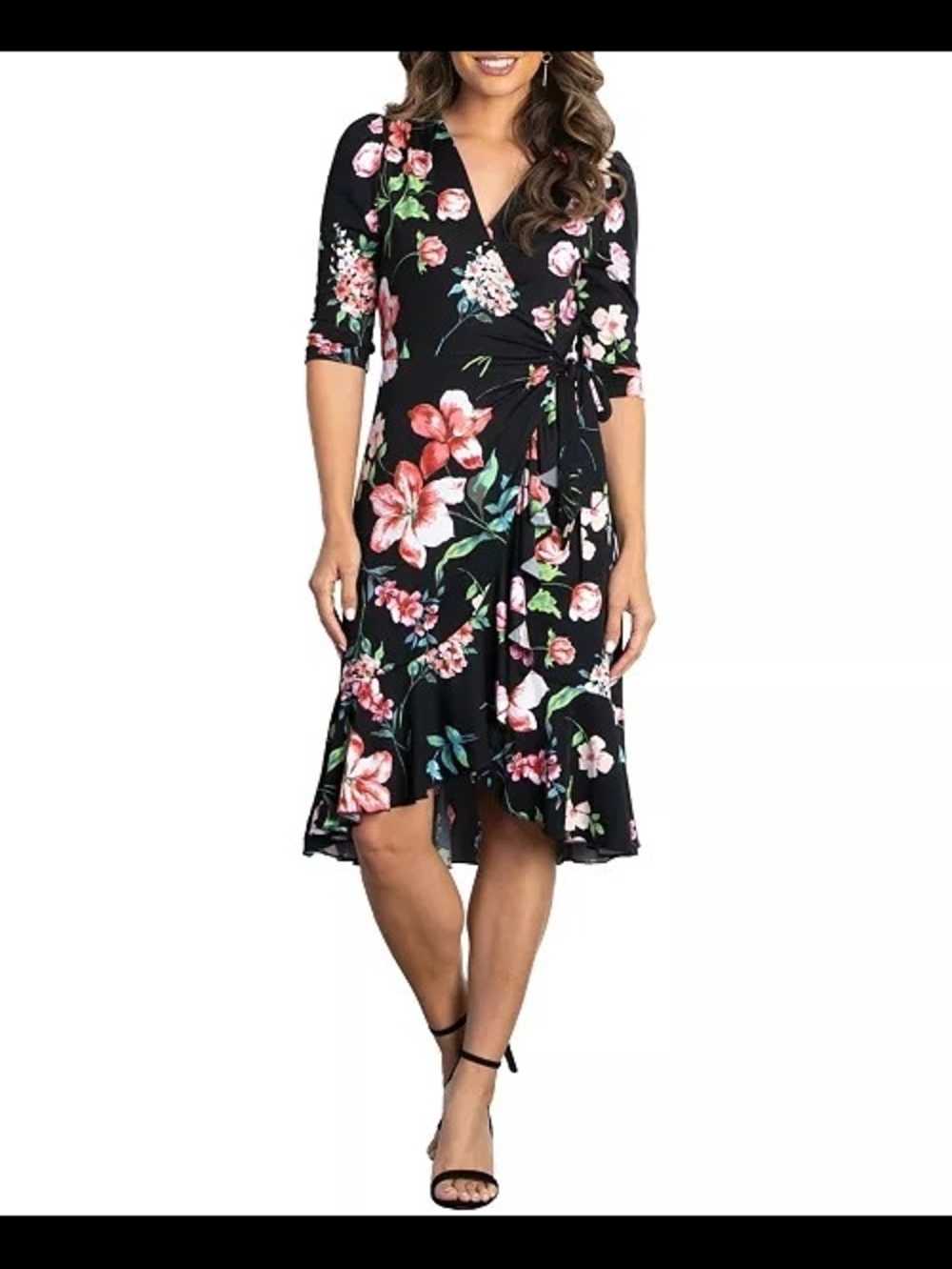Kiyonna "Flirty Flounce" Midi Wrap Dress Sz 1